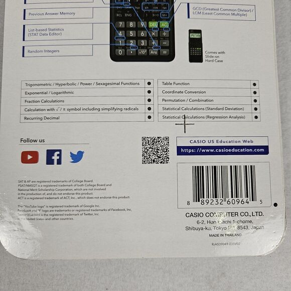 Casio fx-300ES Plus 2nd Edition Scientific Calculator Case SAT School College - Picture 8 of 8